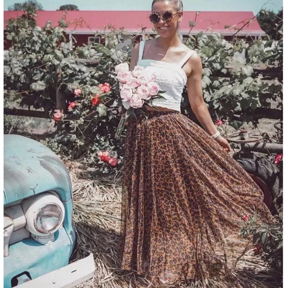 Leopard Animal Print Chiffon Sheer Maxi Skirt - Picture 3 of 8